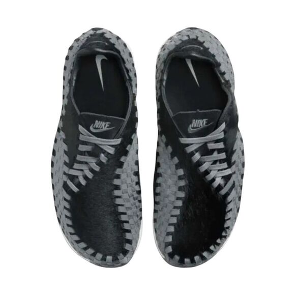 Nike Air Footscape Woven Grey Grosgrain Trimmed and Black Calf Hair Sneakers New - Picture 3 of 12
